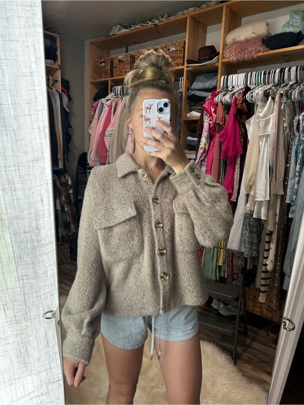 Z Supply women’s beige jack Button-Front Shacket size M